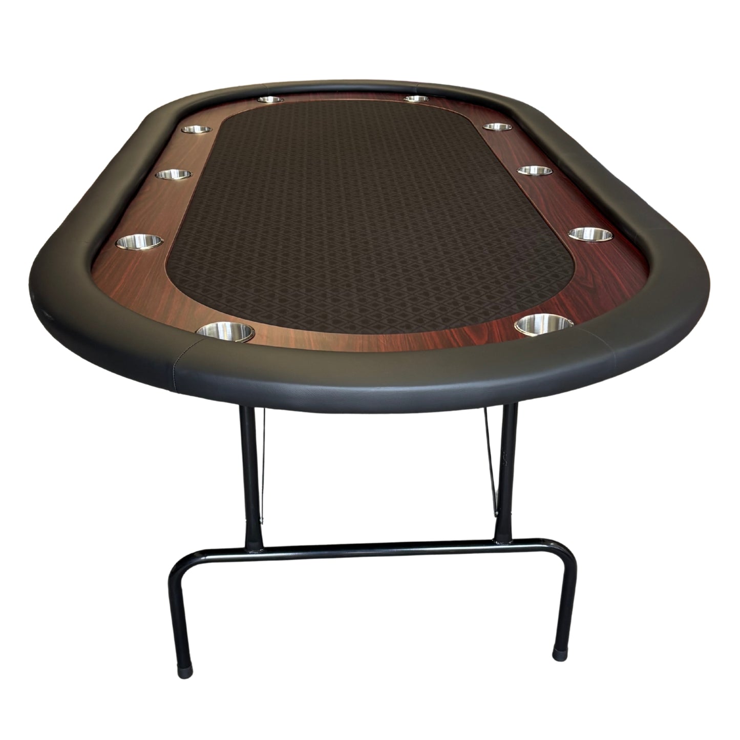 10 Player Folding Poker Table with Black Felt & Padded Rail - Professional Casino Style Game Table