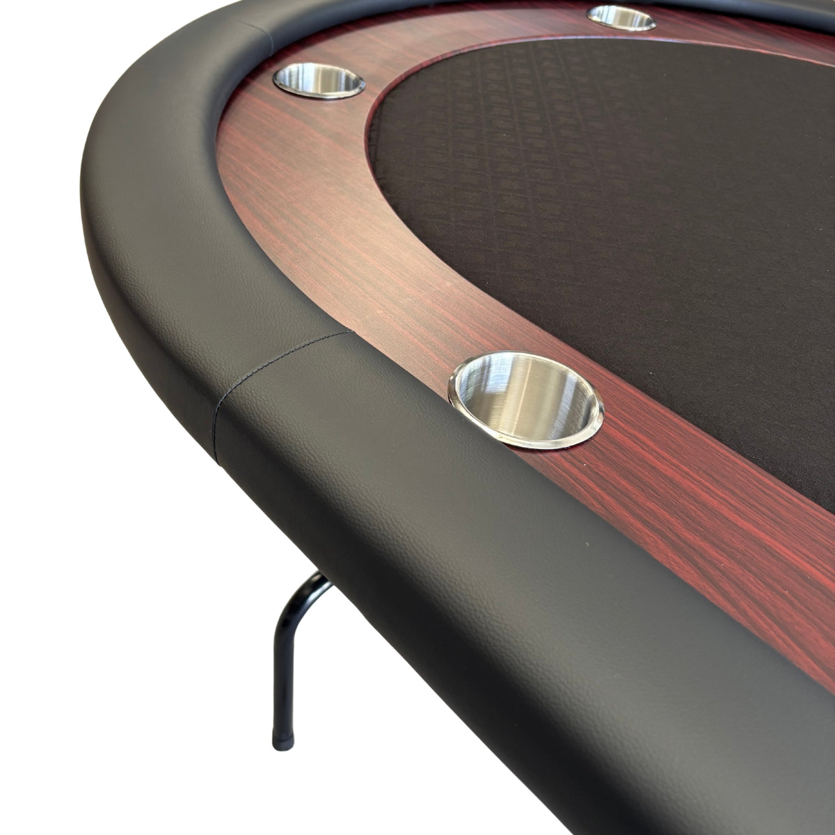Folding Poker Table 10 Player Black Felt Padded Rail