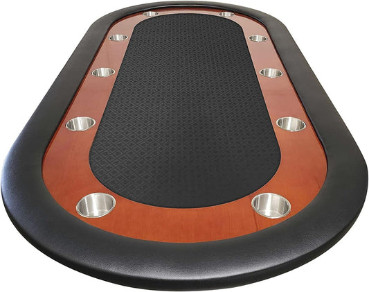 Deluxe Black Felt Folding Poker Table – 10 Player Game Table with Padded Rail