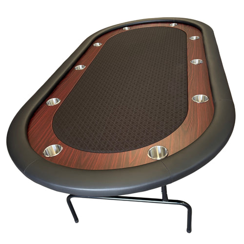 Black felt folding poker table, top view