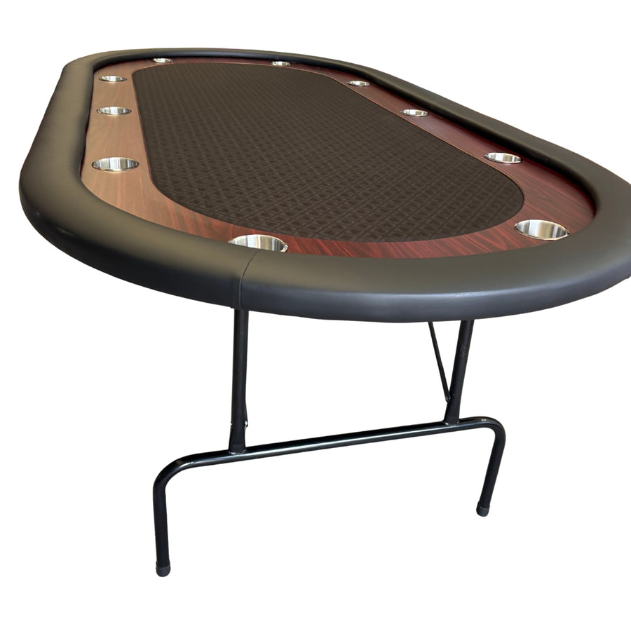Folding Poker Table 10 Player Black Felt Padded Rail