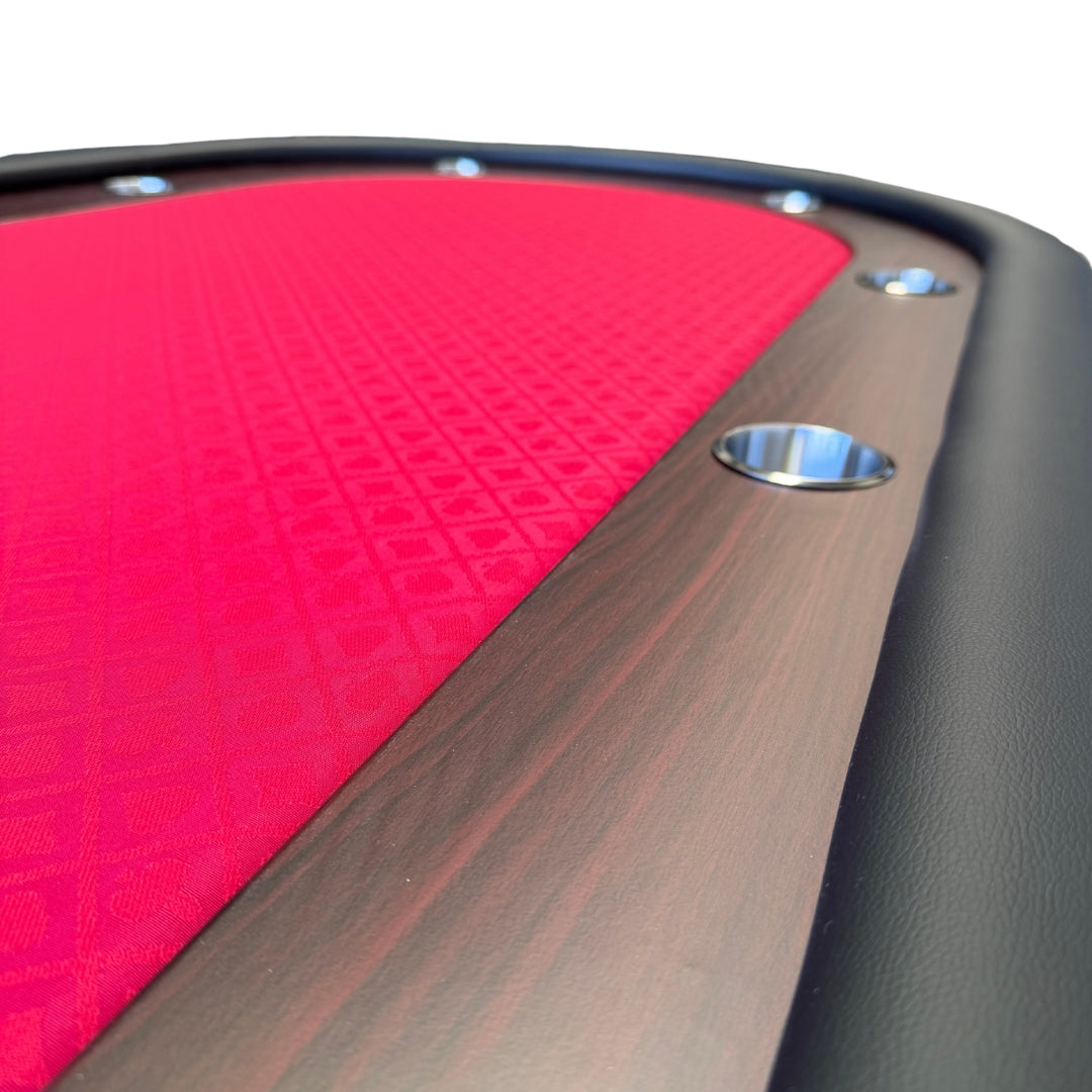 10 Player Folding Poker Table with Red Felt & Padded Rail - Professional Casino Style Game Table